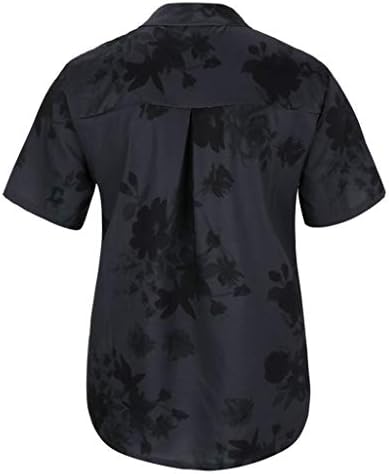 uikmnh Bayan Gevşek Çiçek Baskı T-Shirt Açık Boyun Yaz Rahat Kısa Kollu pamuklu üst giyim Düğmeli Gömlek