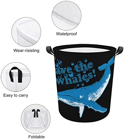 Balinaları Kurtarın çamaşır sepeti Sepet Çantası Çamaşır Kutusu saklama çantası Katlanabilir Uzun Saplı