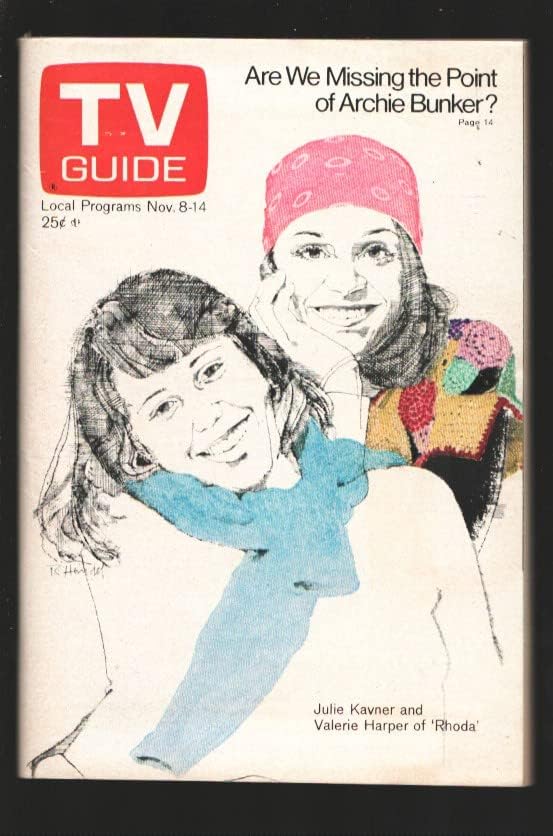 TV Rehberi 11/8/1975-Julie Kavner-Valerie Harper-Rhoda kapağı-New York Metro sürümü-etiket yok-VF