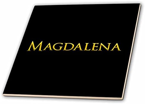 3dRose Magdalena Amerika'da yaygın kadın adı. Siyah tılsımlı fayanslarda sarı (ct_353859_1)
