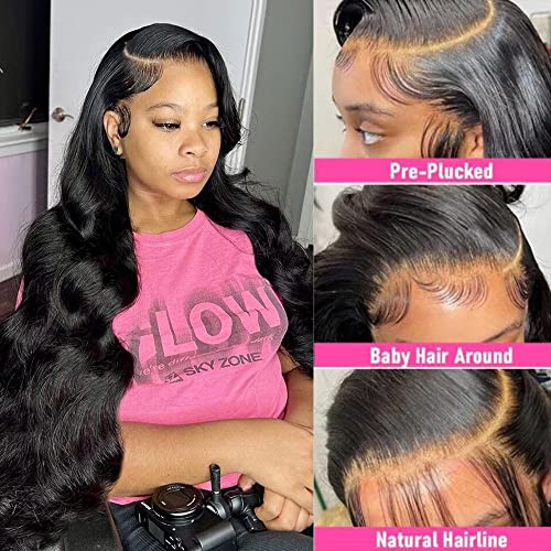 Maxine 32 İnç Peruk Siyah Kadınlar için Uzun Tutkalsız dantel ön peruk insan saçı Ön Koparıp Bebek Saç ile 180% Yoğunluk
