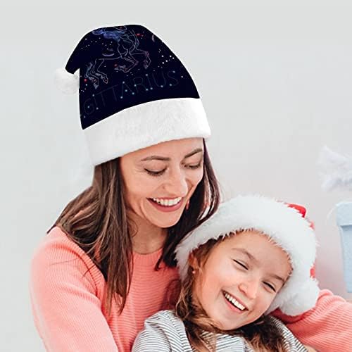 Yay Burcu Takımyıldızı Komik Noel Şapka Noel Baba Şapka Kısa Peluş Beyaz Manşetleri ile Noel Tatil Parti Dekorasyon