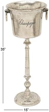 Deco 79 Alüminyum Uzun Zemin Şampanya Buz Kovası, 15 x 14 x 35, Gümüş
