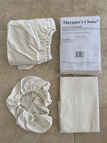 Masaj Masaları için Therapist's Choice® Deluxe Poly Cotton Sheet 3 Parçalı Set, Düz Levha, Gömme Levha ve Gömme Yüz