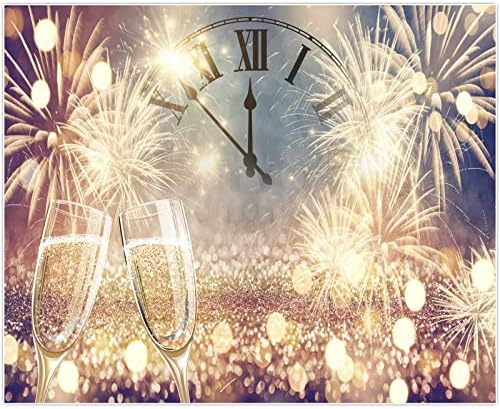 Allenjoy 118 x 95 2023 Yeni Yılınız Kutlu Olsun Bokeh Zemin Gece Yarısı Saat On İki Geri Sayım Altın Havai Fişek