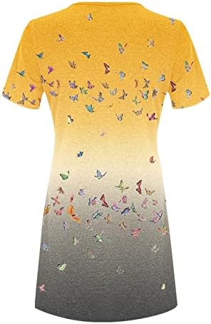 Lmdudan Yaz Elbiseler Kadınlar için Moda Çiçek Baskı Kısa Kollu T Shirt Elbise Gevşek Rahat Dökümlü Tunik Midi Elbise