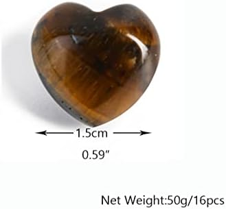NUZUJX Paketi 16 Kalp Şekilli Taşlar, 0.59 inç Karışık Şifa Kristal Doğal Kalp Aşk Oyma Palm stres taşı Çakra Reiki