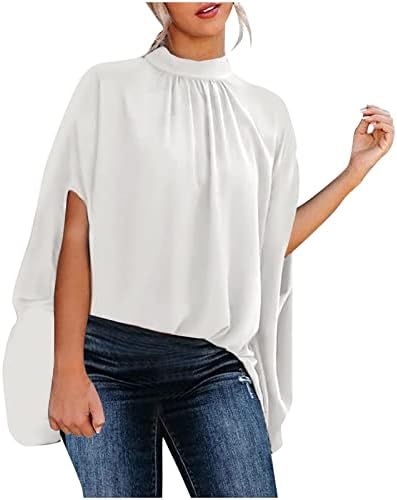 NOKMOPO Tişörtleri Gömlek Kadınlar için Moda Yaz 2023 Kollu Yuvarlak Boyun Katı Üst Bluzlar Artı Boyutu Gömlek