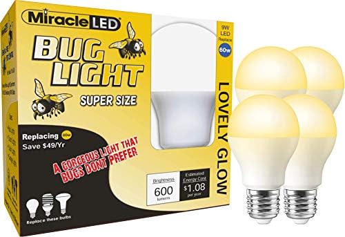 MiracleLED 604076 9W Led Lovely Glow Bulb, 4'lü Paket Böcek ışığı, 4'lü Paket, 4 Parça, Sarı
