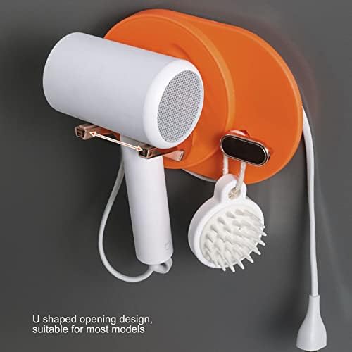 Zerodis fön makinesi Tutucu, Katlanabilir Saç Kurutma Makinesi Raf Delme Ücretsiz Banyo için Kolay Kullanım (Turuncu)