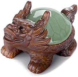 n / a Ru Fırın Ejderha Kaplumbağa Çay Pet Dekorasyon Seramik Hayvan Heykeli Fengshui Süsler El Yapımı Çay Seti Aksesuarları