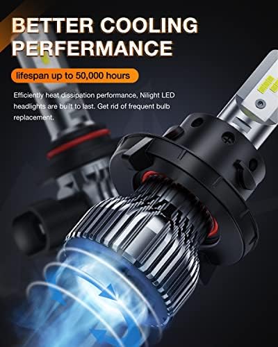 Nilight H13 / 9008 LED far lambaları H10 / 9145 / 9140 Sis ampuller Combo, 350 % Parlak Mini Boyutu Farlar ve Sis