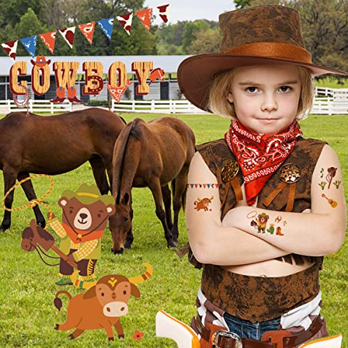 ANİUVOT Batı Geçici Dövmeler Kovboy Cowgirl Çocuklar Doğum Günü Partisi İyilik 12 Yaprak, Rodeo Bekarlığa Veda Dövmeleri,