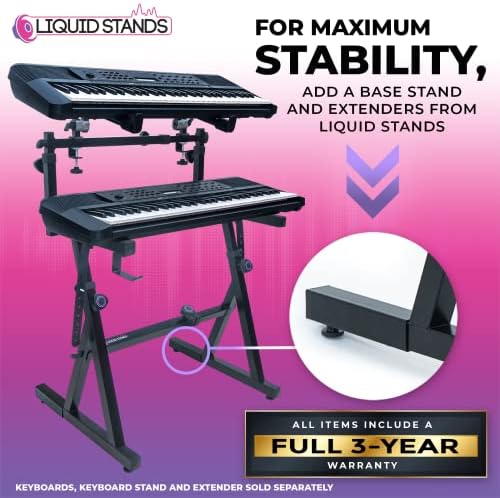 Sıvı Standları 2 Katmanlı Klavye Standı Eki - 54-88 Tuşlu Müzik Klavyeleri ve Synth'leri için Ayarlanabilir Elektrikli