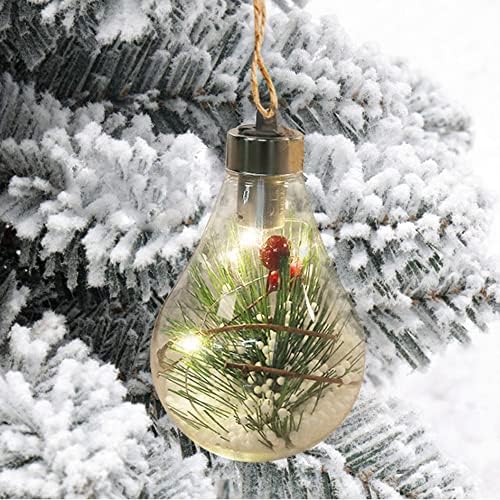 YHQSYKS 6 adet Kar Küresi Fener Pil kumandalı ışıklı Glitter Fener Noel Ev Dekorasyon için, yaratıcı Ampul Noel Ağacı