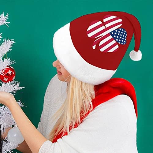 Yonca Amerikan Bayrağı Peluş Noel Şapka Yaramaz ve Güzel noel baba şapkaları Peluş Ağız ve Konfor Astar noel dekorasyonları