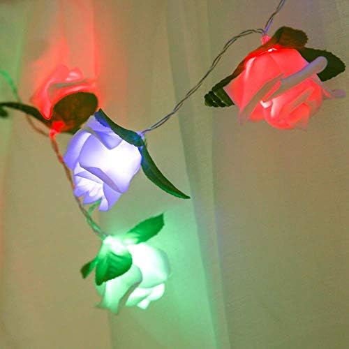 Lxcom aydınlatma 2 paket LED gül çiçek dize ışıkları 6.5 ft 20LED renkli gül çiçek peri ışık Akülü renkli gül çiçek