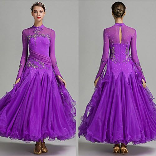 Kadınlar Çok Renkler Elmas monte zarif Çıkartmaları saçak ışık Foxtrot Vals Rekabet standart Balo Salonu Elbise