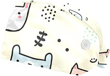 Kedi Yaz Desen çalışma kapağı Düğmeleri ve Ter Bandı Ayarlanabilir Kravat Geri Kabarık Şapkalar Kadın Erkek