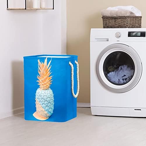 Ananas Mavi Desen çamaşır sepeti Saklama Torbaları Dahili Astar ile Ayrılabilir Parantez Katlanabilir çamaşır sepeti