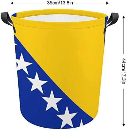 Bosna Hersek Bayrağı çamaşır sepeti Katlanabilir Çamaşır Sepeti çamaşır kutusu saklama çantası Kolları ile