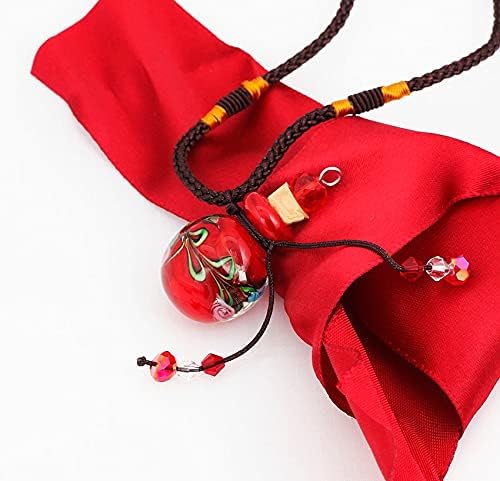dodouna Kırmızı Cam Lamba Çalışma Kolye Halat Zincir Kolye uçucu yağ Difüzörü Parfüm Şişesi Kristal Rhinestone Kolye