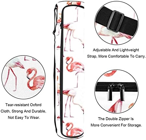 RATGDN Yoga Mat Çantası, Suluboya Flamingolar egzersiz yoga matı Taşıyıcı Tam Zip Yoga Mat Taşıma Çantası için Ayarlanabilir