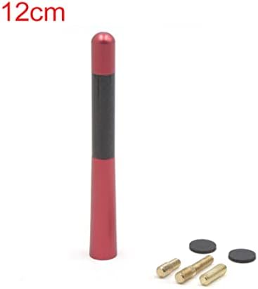uxcell 12cm Uzunluk Karbon Fiber Desen Vidalı Araba Dekoratif Anten Anten Kırmızı