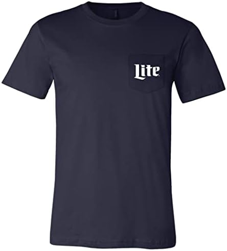 Miller Lite Bira Ön ve Arka Lacivert ve Beyaz Logo Baskılı Cepli Tişört