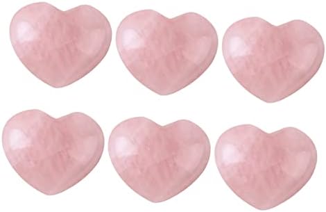 Toffıcu 6 adet Gül Kuvars Kalp Süs Kristal Dekor Kalp Dekor Aşk Kalp Çakra Taş Kalp Dengeleme Taşlar Aşk Kalp Şekli