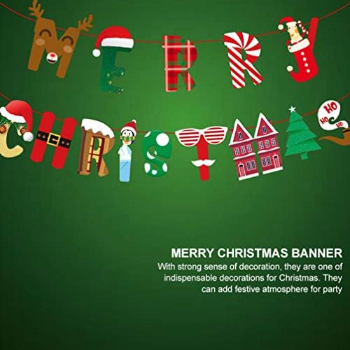BESTOYARD Mektup Bir Dekor 2 adet Merry Christmas Afiş Bayrakları Noel Bunting Garland Santa Ren Geyiği Kardan Adam