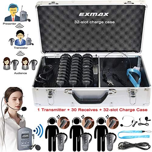 EXMAX EX-200E UHF Kablosuz Ses Akustik İletim Simultane Tercüme Sistemi, Sosyal Mesafeli Sessiz Konferans Salonu