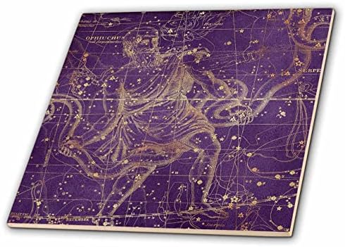 3dRose Vintage Yıldız Haritası. Ophiuchus'un Zodyak Takımyıldızı Kasım-Aralık-Fayans (ct_353937_1)