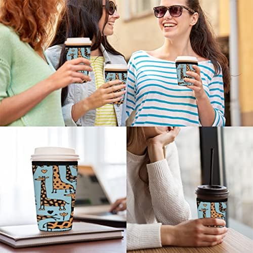 Komik Zürafa Yeniden Kullanılabilir Buzlu Kahve kupa kılıfı İzolatör Kılıfı 26-28oz Soğuk içecek bardakları