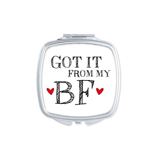 GF benim BF Sevgililer günü ayna taşınabilir kompakt cep makyaj çift taraflı cam aldım