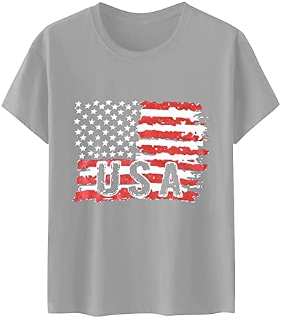 Vatansever Gömlek Kadınlar için Amerikan Bayrağı Gömlek Yaz Casual Tops Kısa Kollu Tee Gömlek Vatansever Rahat Gevşek