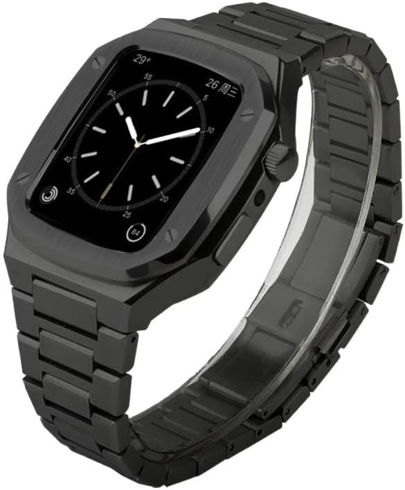 SAAWEE Metal kayış + kılıf apple watch iwatch bileklik 44MM 45MM apple watch serisi 7 bant Paslanmaz Çelik Entegre