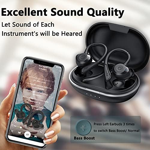 JoxFel Kablosuz Kulak Tomurcukları, Dahili Mikrofonlu Bluetooth Koşu Kulaklıkları Derin Bas 36 Saat Çalma Süresi
