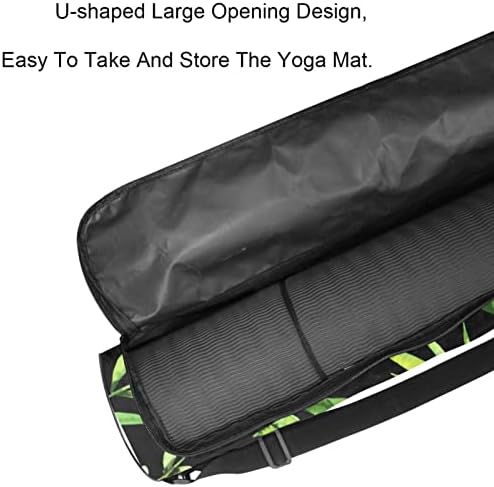 Yoga mat çantası Ayarlanabilir Omuz Askısı ile Tam Zip Yoga Mat Taşıma Çantası Kadınlar için Tropikal Siyah Yeşil
