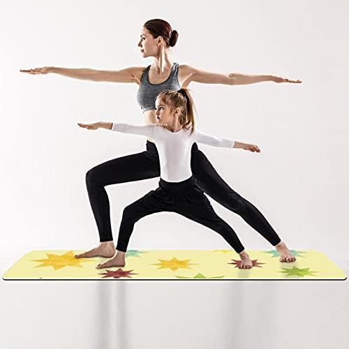 Siebzeh Retro Renkli Yıldız Sarı Arka Plan Premium Kalın Yoga Matı Her Türlü Egzersiz Yoga ve Pilates için Çevre