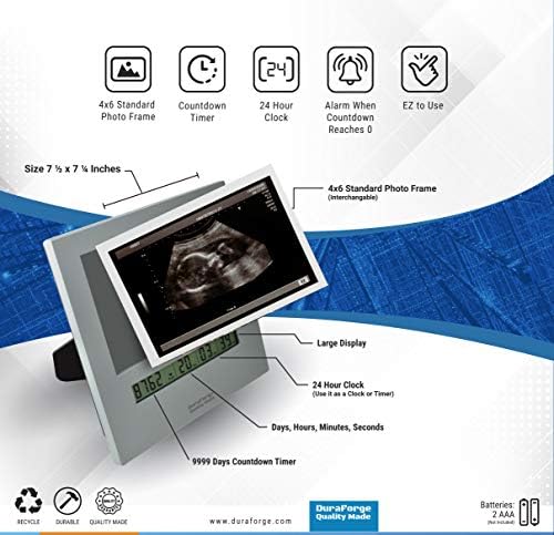 4x6 Resim Çerçeveli Dijital Yeniden Kullanılabilir Bebek Varış Takvimi Gün Sayacı ve Geri Sayım Saati, Hamilelik