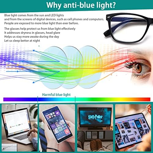 VİDEBLA 3 Paket İlerici Multifocus okuma gözlüğü Kadın erkek mavi ışık engelleme Bilgisayar yaylı menteşeler Okuyucular