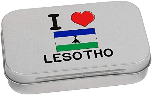 Azeeda 'Lesotho'yu Seviyorum' Metal Menteşeli Kırtasiye Teneke / Saklama Kutusu (TT00184283)