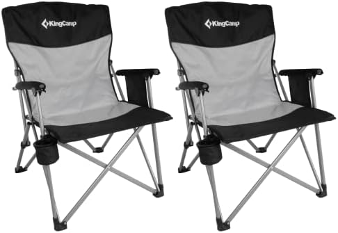 KingCamp Geniş Açılı Arkalık Katlanır Kamp Sandalyeleri Kolçaklı Yetişkinler için, Açık Kamp Sandalyeleri Bardak