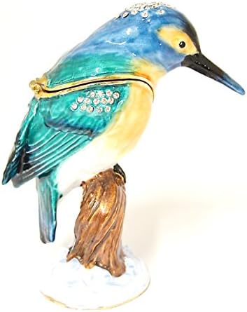 Dal Biblo Kutusunda Ciel Collectables Yalıçapkını Kuşu. Swarovski Kristali ile El Boyaması Mavi Emaye