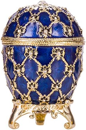 danila-hediyelik eşya Faberge tarzı İmparatorluk Taç Giyme Yumurta / Biblo Mücevher Kutusu taşıma ile 4 (10 cm) mavi