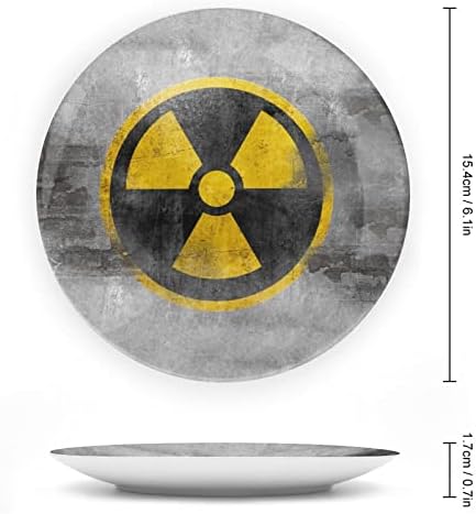 Sarı Nükleer Radyoaktif Sembol Reaktör İşareti Komik Kemik Çini Dekoratif Levha Yuvarlak Seramik Tabaklar Zanaat
