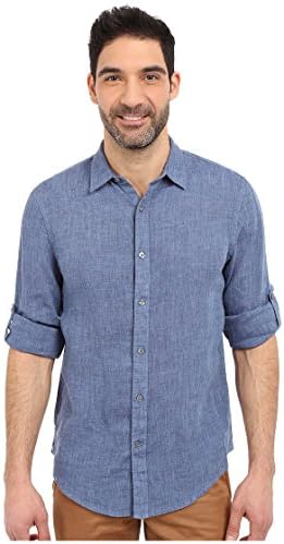 Perry Ellis Erkek Rulo Kol %100 Keten Düğmeli Gömlek (Beden X-Small-5X Büyük ve Uzun)