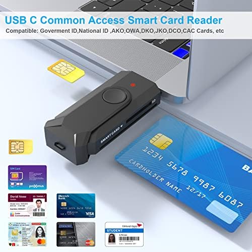 USB C Akıllı Kart Okuyucu, CAC/DOD Askeri Çoklu Hafıza Kart Okuyucu, Windows, Mac OS, Linux, Android ile Uyumlu SD/Micro