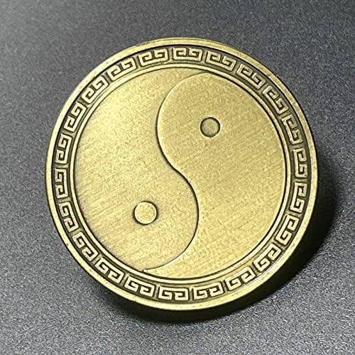 Çin Ejderha Phoenix Sekiz Diyagramlar Feng Shui Yeşil Bronz Hatıra Madalyası Kabartmalı Sikke Yin Yang Tai Chi Sikke
